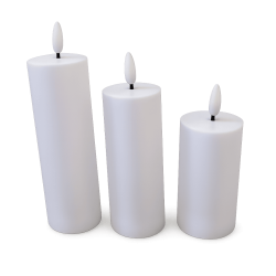 LED bloklys - udend�rs bloklys, (dia 5,2 cm) hvid, 3 pak inkl. fjernbetjening