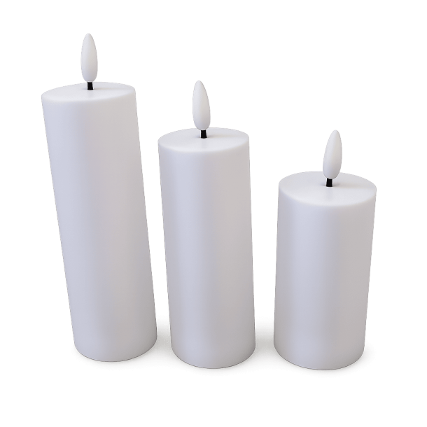 LED bloklys - udend�rs bloklys, (dia 5,2 cm) hvid, 3 pak inkl. fjernbetjening