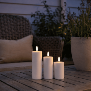 LED bloklys - udend�rs bloklys, (dia 5,2 cm) hvid, 3 pak inkl. fjernbetjening