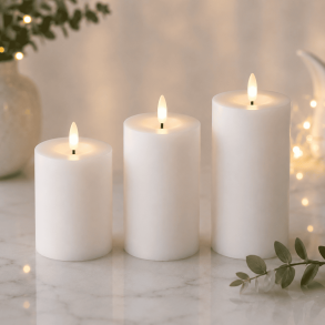 LED bloklys, hvid, 3 pak inkl. fjernbetjening