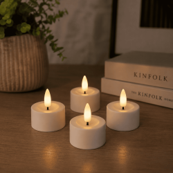 Uppladdningsbara LED-v�rmeljus med laddningsstation � 4 st