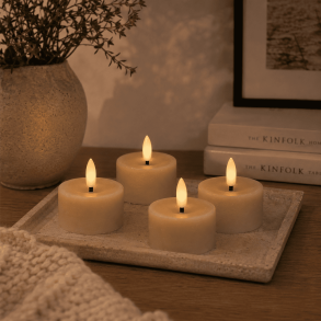 LED v�rmeljus i stearin, sand, 4 st