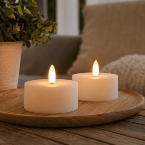 LED Fyrfadslys i Stearin � 2 stk. � �7 cm