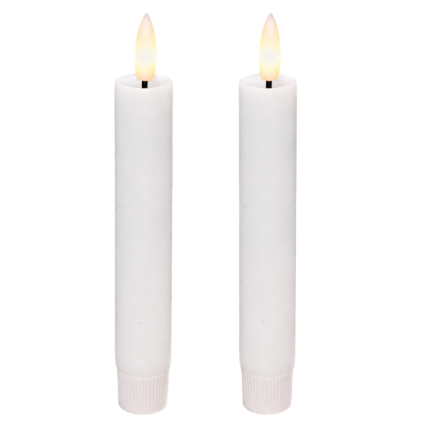 LED kronelys, 11 cm, hvid, 2 stk.