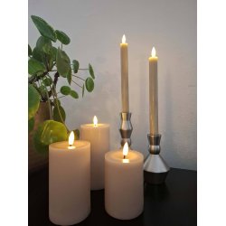 LED bloklys, sand, 3 pak inkl. fjernbetjening