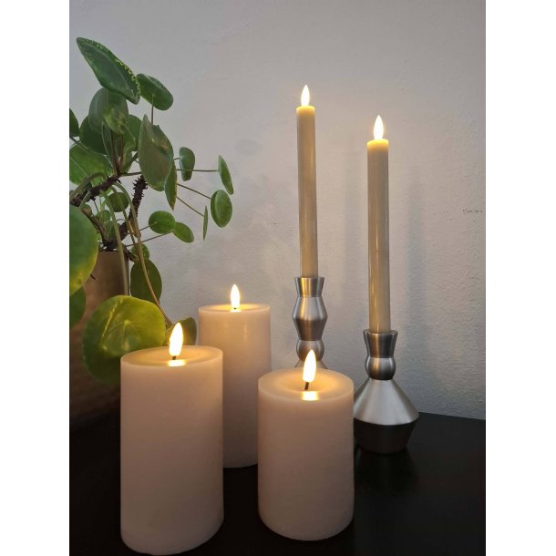 LED bloklys, sand, 3 pak inkl. fjernbetjening