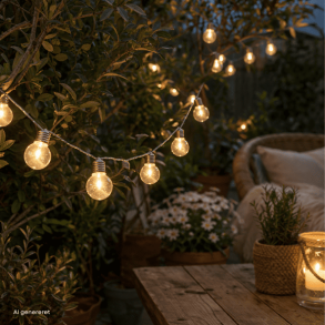 LED ljusslinga - utomhus med solcellsfunktion, 20 lampor, 5,8 m