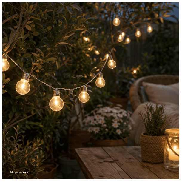 LED lysk�de - udend�rs m. solcelle funktion, 20 p�rer, 5,8 m