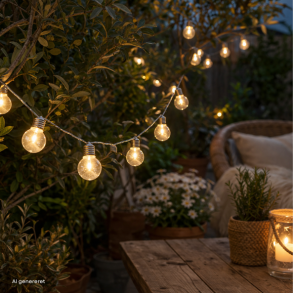 LED lysk�de - udend�rs m. solcelle funktion, 20 p�rer, 5,8 m