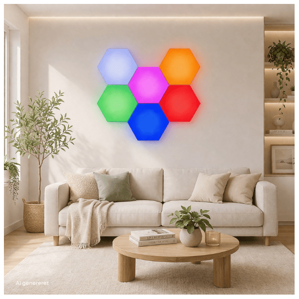 LED touch v�ggbelysning, 6 st ljuspaneler med fj�rrkontroll