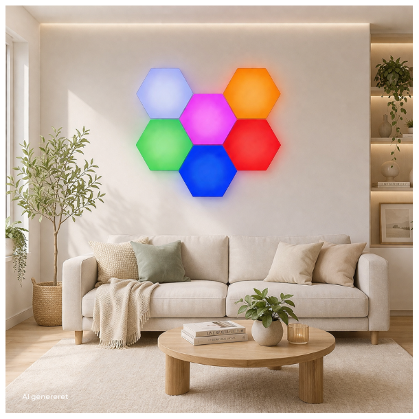 LED touch v�ggbelysning, 6 st ljuspaneler med fj�rrkontroll