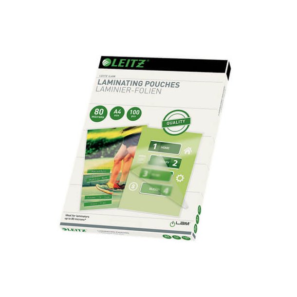 Leitz Lamineringslomme glans 80my A4 (100)