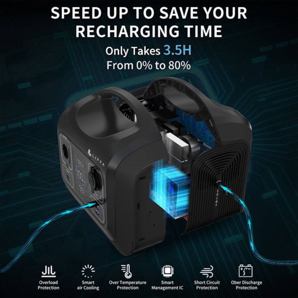 Lippa Power Station 595 Wh - Sort