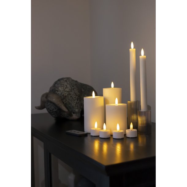 LED lyssæt - Bloklys, kronelys og fyrfadslys, hvid - 10 dele inkl. fjernbetjening