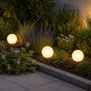 Solcelle LED lyskugler - 3 stk �15 cm