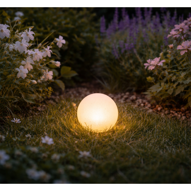 Solcelle LED lyskugle �20 cm � udend�rs hvid