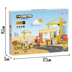 MagCubes Byggeplads 49 Dele � Magnetiske Byggeklodser med Kraner og Lastbiler