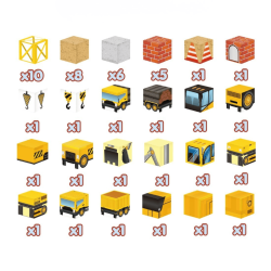 MagCubes Byggeplads 49 Dele � Magnetiske Byggeklodser med Kraner og Lastbiler
