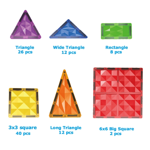 Magnetic Tiles byggesæt, 100 stk