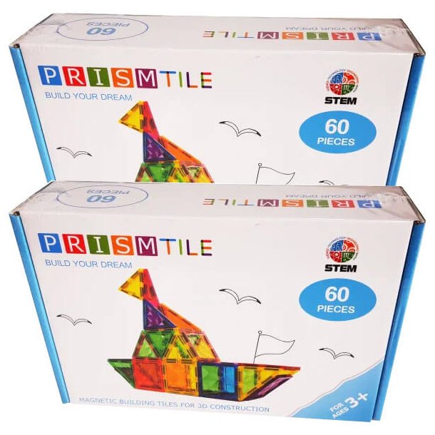 Magnetic Tiles byggesæt - Sampak,  2 x 60 dele