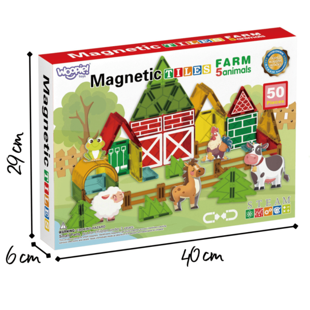 Magnetic Tiles Bondeg�rd 30 dele � Magnetiske Byggeklodser med Bondeg�rdsdyr