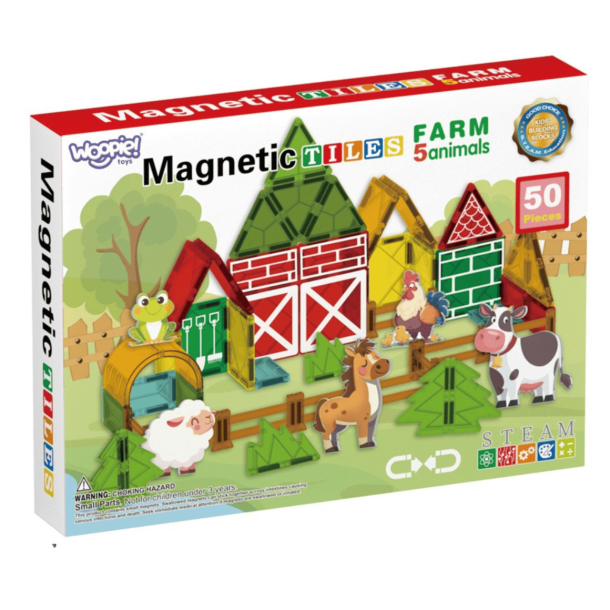 Magnetic Tiles Bondeg�rd 30 dele � Magnetiske Byggeklodser med Bondeg�rdsdyr