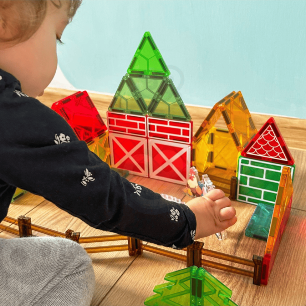 Magnetic Tiles Bondeg�rd 30 dele � Magnetiske Byggeklodser med Bondeg�rdsdyr