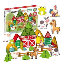 Magnetic Tiles Bondeg�rd 30 dele � Magnetiske Byggeklodser med Bondeg�rdsdyr