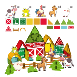 Magnetic Tiles Bondeg�rd 30 dele � Magnetiske Byggeklodser med Bondeg�rdsdyr