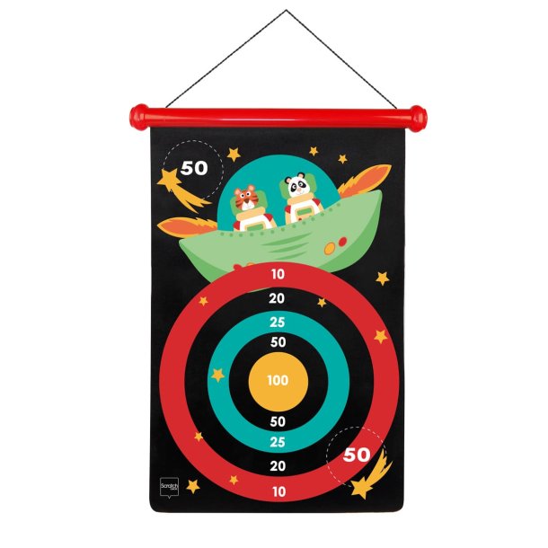 Magnetiskt dartspel med astronaut � barnv�nlig dart med 6 pilar