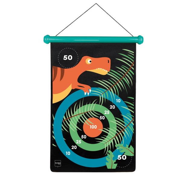 Magnetiskt dartspel med dinosaurier � barnv�nlig dart med 6 pilar