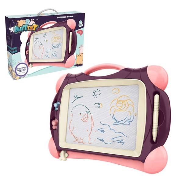 Magnetisk ritbr�da med penna och st�mplar - rosa