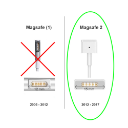 Connectech MagSafe 2 60W Erstatningslader  Passer til MacBook (16,5V / 3,65A)  Hvid