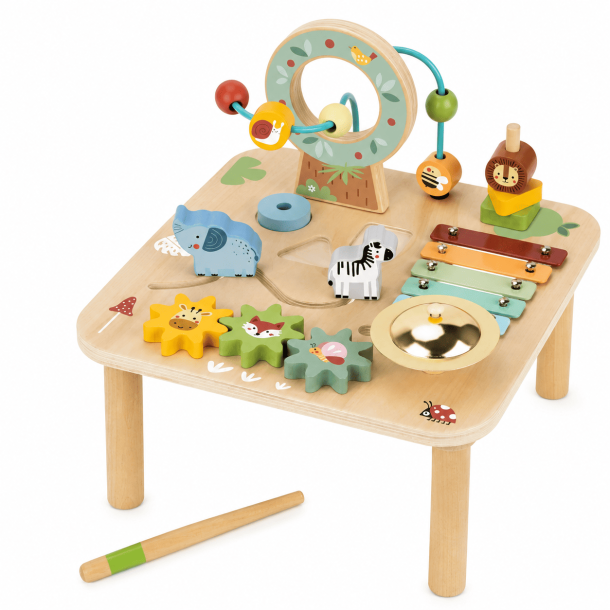 Montessori aktivitetsbord 5-i-1 � musik, sinnen och motorik