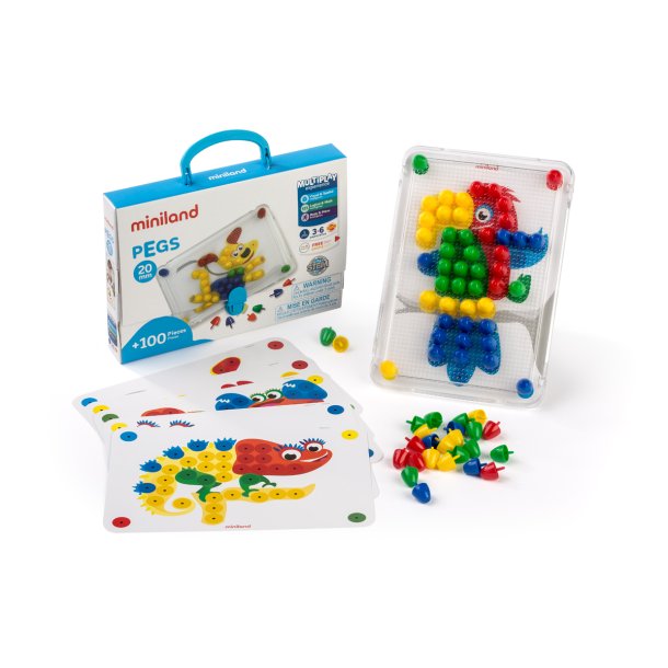 Mosaikspel med 20mm f�rgade stift � kreativt l�rspel med m�nsterkort