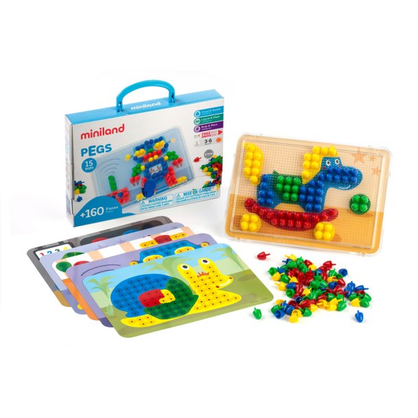 Mosaikspel med f�rgade stift 15 mm� kreativt l�rspel med m�nsterkort