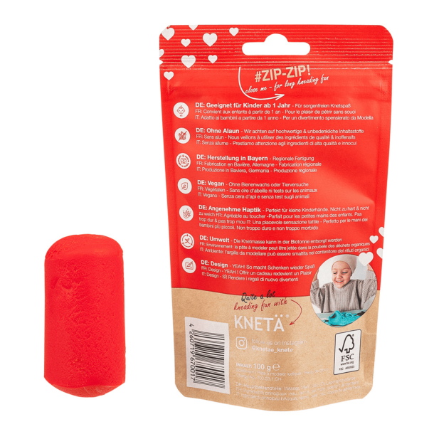 KNET� Vegansk Modellervoks R�d 100 g � Bl�d og Naturlig Legemasse fra 1 �r