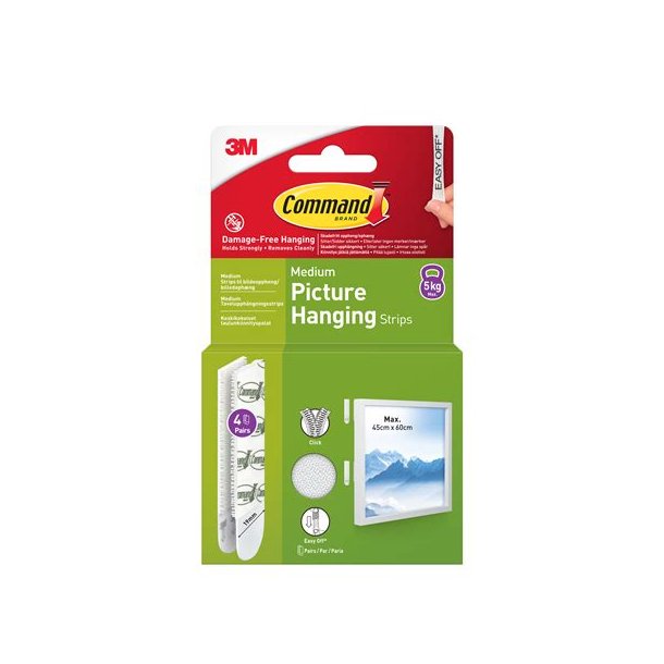 3M Command Strips hvide medium  4 st