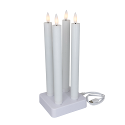 LED kronelys, hvid, 4 stk, genopladelige
