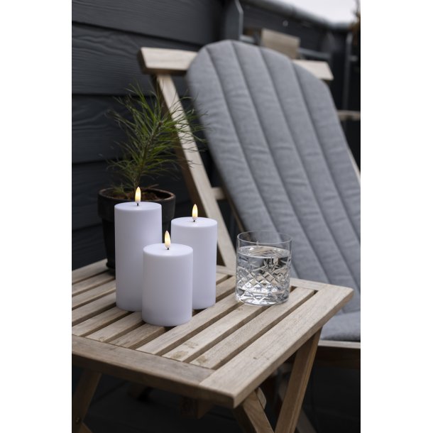 LED bloklys - udendørs, hvid, 3-pak, inkl. fjernbetjening