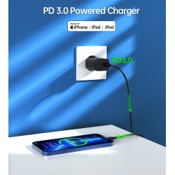 Choetech USB-C PD vgoplader, 20W, sort