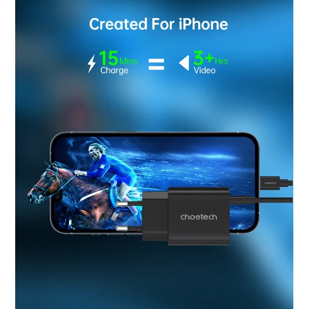 Choetech USB-C PD vgoplader, 20W, sort