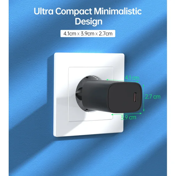 Choetech USB-C PD vgoplader, 20W, sort