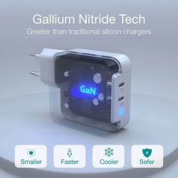 Choetech USB-C PD vgoplader, 2-port GaN, 100W, hvid