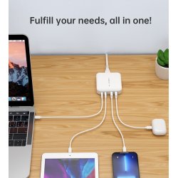 Choetech 4-port Oplader, 100W, hvid