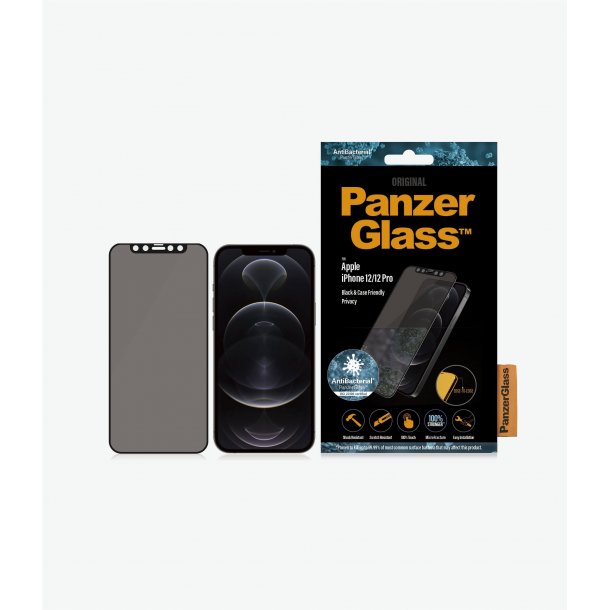 PanzerGlass skrmbeskyttelse iPhone 12/12 Pro - Privacy, sort