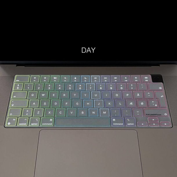 Philbert Tastaturcover til MacBook Pro &amp; Air 13-14-16" (2021-2022) - Transparent/Regnbue