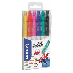 Pilot Frixion Colors 0,7 Udviskbar Kuglepen, 6 stk, Ass. farver