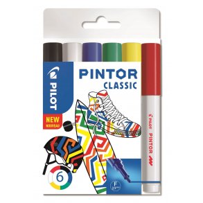 Pilot Marker Pintor Fine Classic 1,0 DIY-pen, 6 stk, Ass. farver