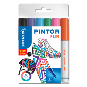 Pilot Marker Pintor Fine Fun Mix 1,0 DIY-pen, 6 stk, Ass. farver